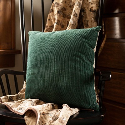 18x18 Green Corduroy Velvet Throw Pillow with Cotton and Polyester
