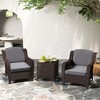 Costway 3 PCS Outdoor Patio Furniture Set with Cushions and Tempered Glass Coffee Table - 4 of 4