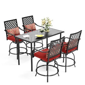 Captiva Designs 5pc Rectangle Steel Bar Table with C-shaped Cross Bracket & High Bar Stools - 1 of 4