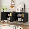Modern 4-Door Sideboard with Gold Metal Handles & Legs, Adjustable Shelves, Wavy Stripe Design Buffet Cabinet for Living Room, Dining Room - 3 of 4