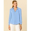 INSPIRE CHIC Women's Elegant V Neck Long Sleeve Office Work Satin Shirt - 3 of 4