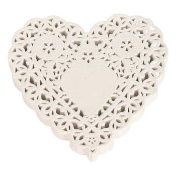 School Smart Paper Die-Cut Heart Lace Doily, 4 Inches, White, Pack of 100