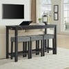 PDTEND 59" 4-Piece Dining Set with Power Outlet & 3 Upholstered Stools - For Kitchen, Living Room and Dining Room - 3 of 4
