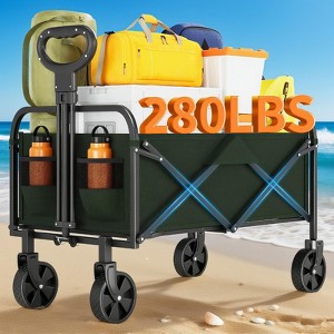 Foldable Collapsible Durable All Terrain Utility Pull Beach Wagon - 1 of 4