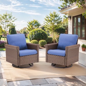 Buenhomino Patio Chairs Wicker Swivel Rocker Set of 2 - Heavy Duty Patio Furniture Set Wicker Outdoor Swivel Glider Chairs for Porch Balcony Deck - 1 of 4