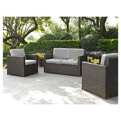 Palm Harbor 3pc All-Weather Wicker Patio Seating Set - Gray  - Crosley