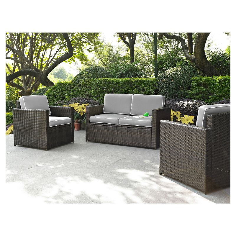 Palm Harbor 3pc All-Weather Wicker Patio Seating Set - Gray  - Crosley, 1 of 9
