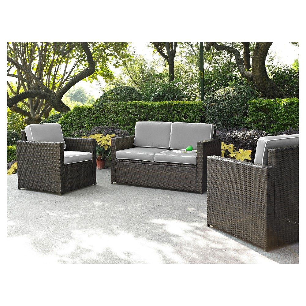 Photos - Garden Furniture Crosley Palm Harbor 3pc All-Weather Wicker Patio Seating Set - Gray  