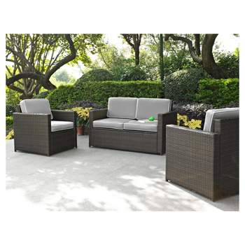 Palm Harbor 3pc All-Weather Wicker Patio Seating Set - Gray  - Crosley
