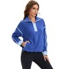 ATHLECHIC Women's Fleece Pullover Half Zip Cropped Sweatshirt Oversized with Pockets Warm Fuzzy Sweater - 3 of 4