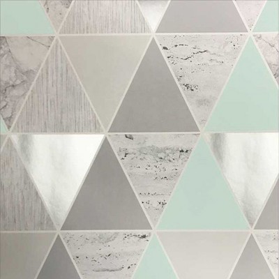 Reflections Mint Green Geometric Paste the Wall Wallpaper