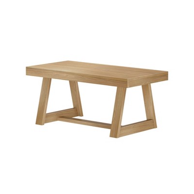 Blonde Wirebrush Rectangular Pine Wood Coffee Table, 40 Inch