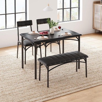 Modern 5-Piece Dining Table Set for 4 with Upholstered Chairs & Bench,Rectangular Kitchen Table Set for Small Space,Apartment,Studio,Breakfast Nook