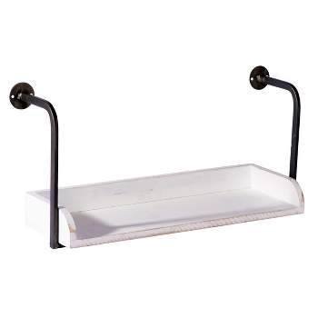 VIP Metal 17.5 in. White Wall Shelf with Pipe Style Holders