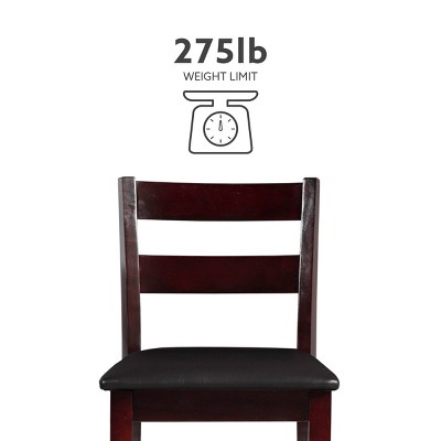 Torino 31" Ladder Back Merlot Wood & Brown Faux Leather Barstool