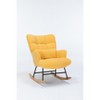 Rocking Chair Nursery,Upholstered Rocking Chair Indoor with High Backrest Glider Accent Chair,Padded Seat Nursing Chair for Bedroom,Yellow - 2 of 4