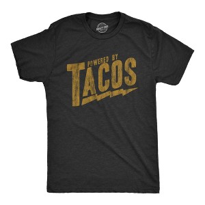 Mens Powered By Tacos T Shirt Funny Sarcastic Vintage Retro Graphic Tee for Guys - Crazy Dog Men's T Shirt - 1 of 4