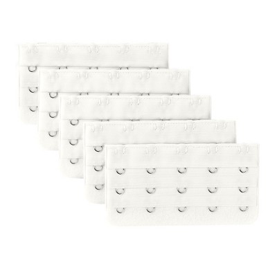 Allegra K Women's Bra Extender Brassiere Eye Tape Strap 3 Rows 5 Hooks 5  Pcs White : Target