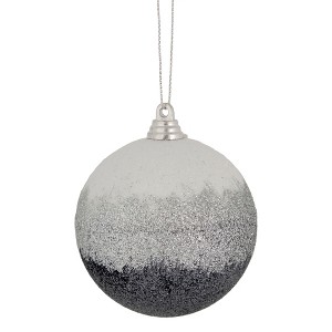 Northlight 3" Silver and White Glitter Drenched Shatterproof Christmas Ball Ornament - 1 of 3