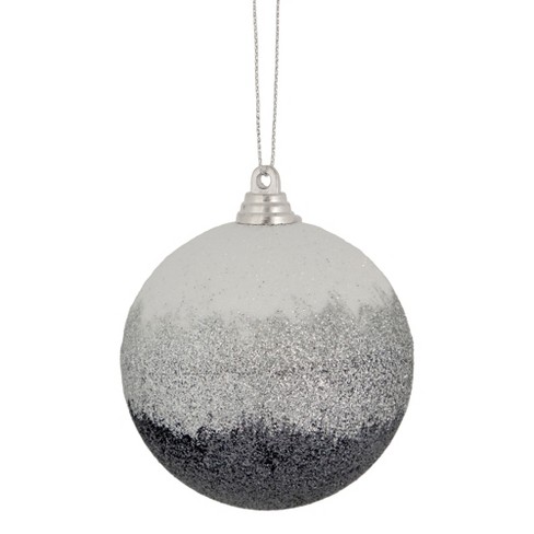 Northlight 3.5" White Ball with Silver Geometric Design Christmas Ornament 