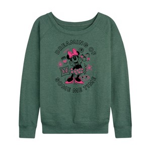 Women's - Disney - Dreaming Of Some Me Time Lightweight French Terry Wide Neck Long Sleeve Shirt - 1 of 4