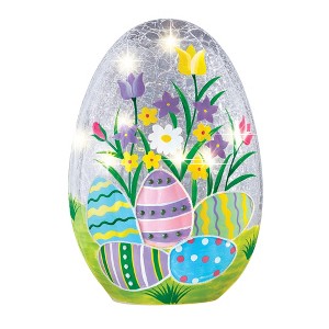 Collections Etc Lighted Crackled Glass Easter Egg Table Decoration 5.75 X 5.25 X 8.25 - 1 of 2