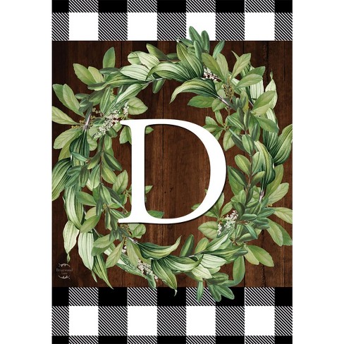 Wreath Monogram D Double-Sided House Flag Everyday 28" x 40" Briarwood Lane - image 1 of 4