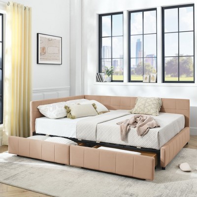 NicBex Queen Size Storage Upholstered Tufted Bed Frame,Velvet Sofa Bed Frame with 2 Drawers for Bedroom,Living Room