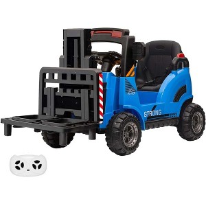 Remote-Control 12V Forklift Ride-On Truck w/ Lifting Fork & Pallet - Electric Construction Car for Toddlers/Kids - 1 of 4
