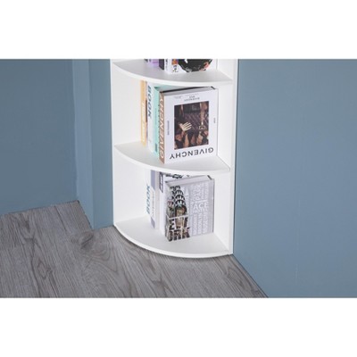 White Wooden 4-Tier Corner Bookshelf for Kids