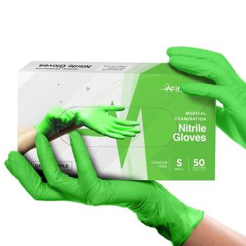 FifthPulse Nitrile Exam Gloves - Green - Box of 50, Perfect for Cleaning, Cooking & Medical Uses