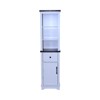 ORRD Narrow Farmhouse Storage Cabinet, White & Black Walnut Tall Linen Tower with Adjustable Shelves for Bathroom - 2 of 4