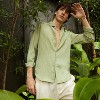 Campus Sutra Men Men's Avocado Green Floral-Textured Shirt - 2 of 4