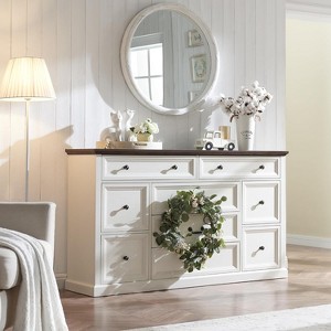 60″ Farmhouse 9 Drawer Dresser, Rustic Wood Organizer with 3 Size Drawers, Large Versatile Storage for Bedroom, Living Room, Hallway - 1 of 4