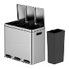 Gal Dual Compartment Step Trash Can, Stainless Steel w/ Soft-Close Lid & Removable Buckets, Hands-Free Kitchen/Office Bin - 4 of 4