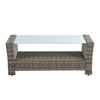 GlasFlength 6PCS Patio Seating Rattan Furniture Set Sectional Sofa Cushioned Garden, Tempered Glass Table, Beige, 40.75"*23.43"*17.52" - 3 of 4