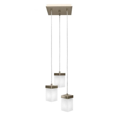 Toltec Lighting Nouvelle 3 - Light Pendant in  New Aged Brass with 4" Square White Muslin Shade