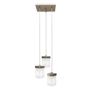 Toltec Lighting Nouvelle 3 - Light Pendant in  New Aged Brass with 4" Square White Muslin Shade - 1 of 1