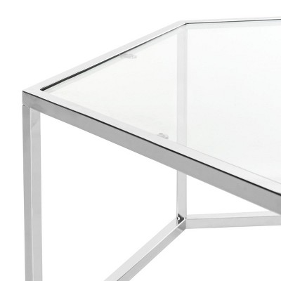 Eliana 36" Chrome and Glass Hexagonal Coffee Table