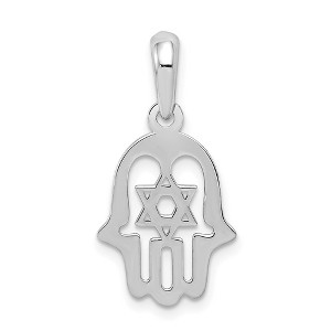 Black Bow Jewelry 14k White Gold Polished Star of David Chamseh Pendant - 1 of 4