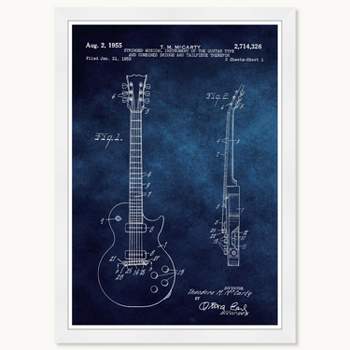 Wynwood Studio 15"x21" Gibson Les Paul Guitar 1955 Blue Chalkboard Wall Art White Frame