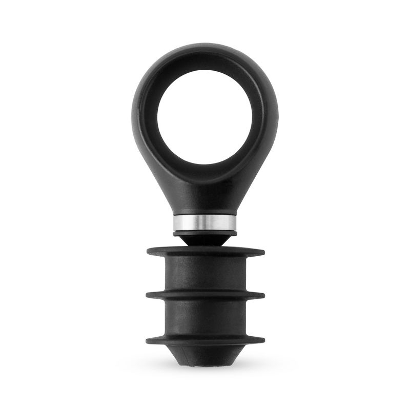 True Locking Bottle Stoppers with Key - Stainless Steel and Silicone Wine Topper Seal Set of 3 with Key - Dishwasher Safe, Black Finish, 1 of 8