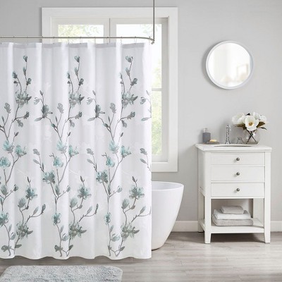 PAGED 72x72 Inch Shower Curtain Modern Cotton Shower Curtain with Large Floral Print for Bathroom, Machine Washable