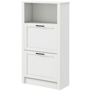 Munora Freestanding Shoe Cabinet with 2 Flip Drawers & Open Shelf, Adjustable Shelves for Entryway Storage, Holds 10 Pairs of Shoes, White - 1 of 4