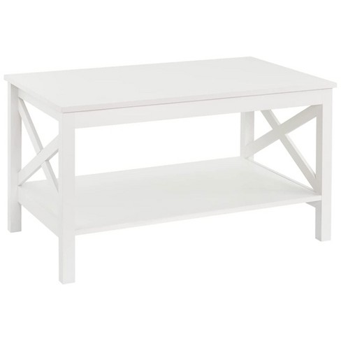Closetmaid X Frame Design Home Decor Accent Coffee Table With Display  Storage Shelf For Living Room, Basement, Or Den, White : Target
