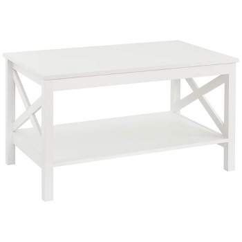 ClosetMaid X Frame Design Home Decor Accent Coffee Table with Display Storage Shelf for Living Room, Basement, or Den, White