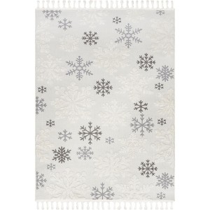 Nuloom Unity High-Low Snowflake Tasseled Indoor Area Rug, 4' x 6', Light Grey - 1 of 4