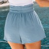 Women's Blue Smocked Waist Flared Leg Shorts - Cupshe - 4 of 4