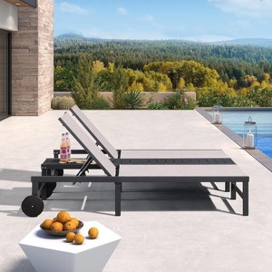 PURPLE LEAF Outdoor Double Chaise Lounge Aluminum Lounge Chairs with Adjustable Backrest Tanning Daybed Reclining Loveseat for Pool Beach Garden Patio - 1 of 1
