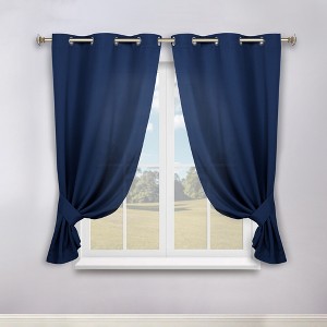 Classic Modern Solid Room Darkening Semi-Blackout Curtains, Grommets, Set of 2 by Blue Nile Mills - 1 of 4